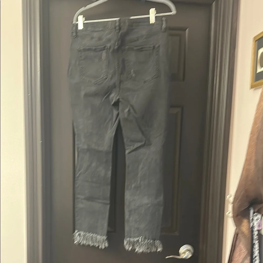 Free People Distressed Black Jeans with Frayed Hem - Picture 5 of 5